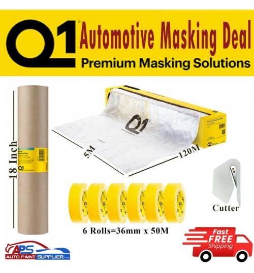 Masking Tape 36mm x 50mm Poly Film masking Sheet 120m -18 " masking paper Brown